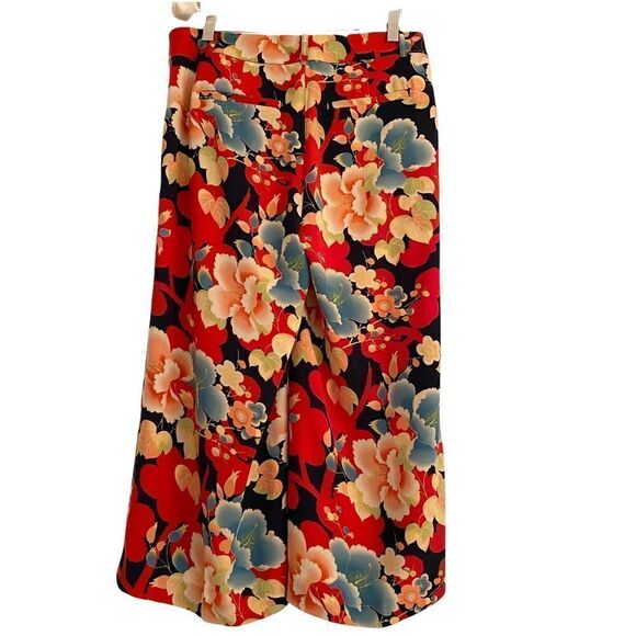 LOFT Floral Culottes Wide Leg 6 Petite Asian Style Pattern Black Red Blue - Picture 7 of 7